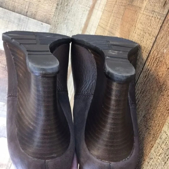 Franco Sarto Brown Leather Derby Wedge Ankle Booties Womens 10 M Heeled Boots - Picture 12 of 12